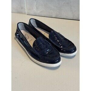 Cole Haan Pinch Maine Classics Blue Patent Leather Penny Loafers Size 7.5 EUC